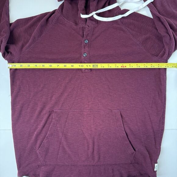 American Eagle Outfitters Mens Button Hoodie Maroon Burgundy Pullover Medium - Picture 4 of 14